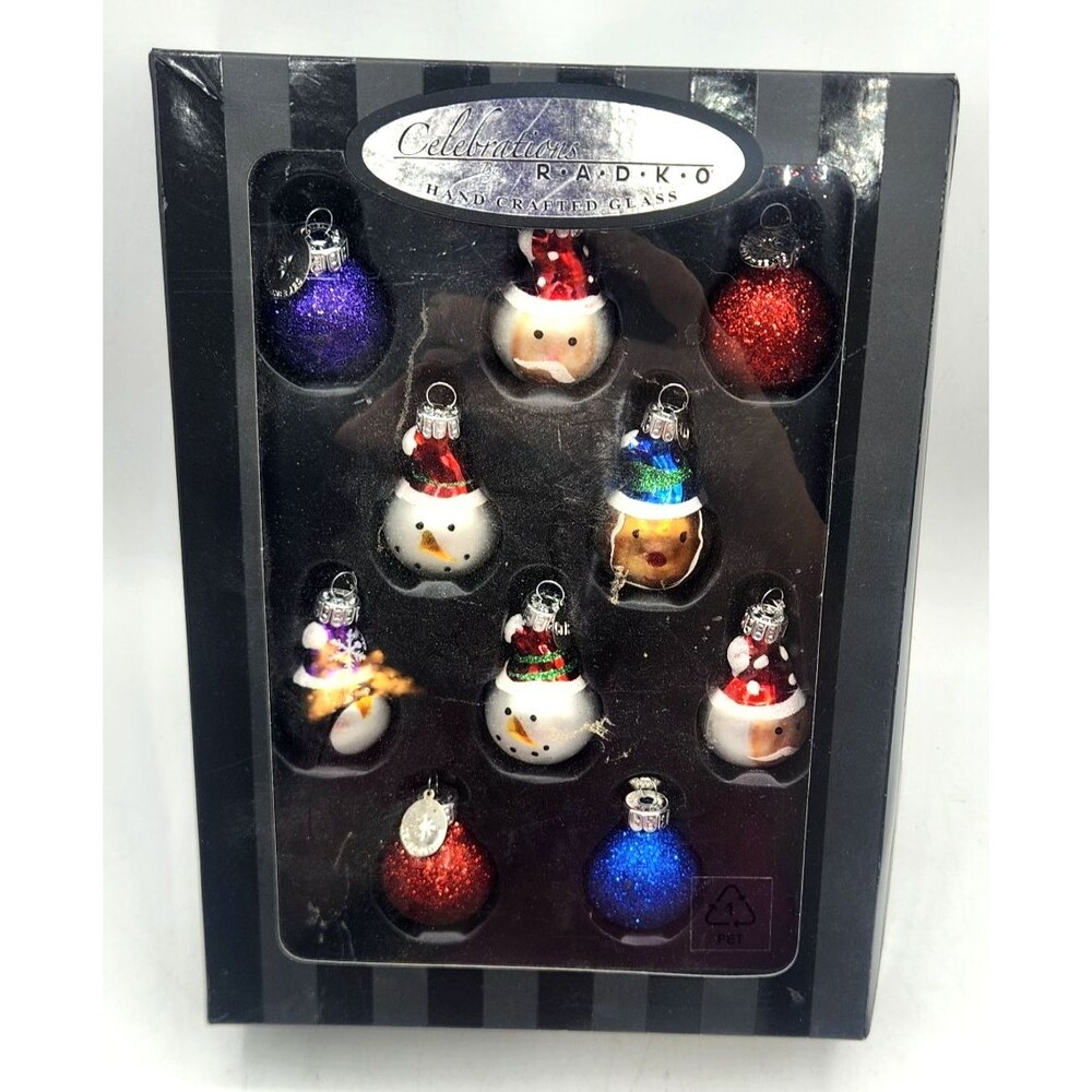 CHRISTOPHER RADKO CELEBRATIONS ORNAMENT SET SANTA SNOWMEN Mini